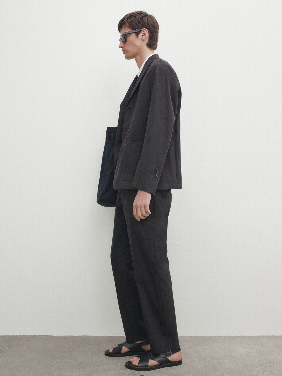 

Костюмные брюки из технического хлопка Massimo Dutti, синий