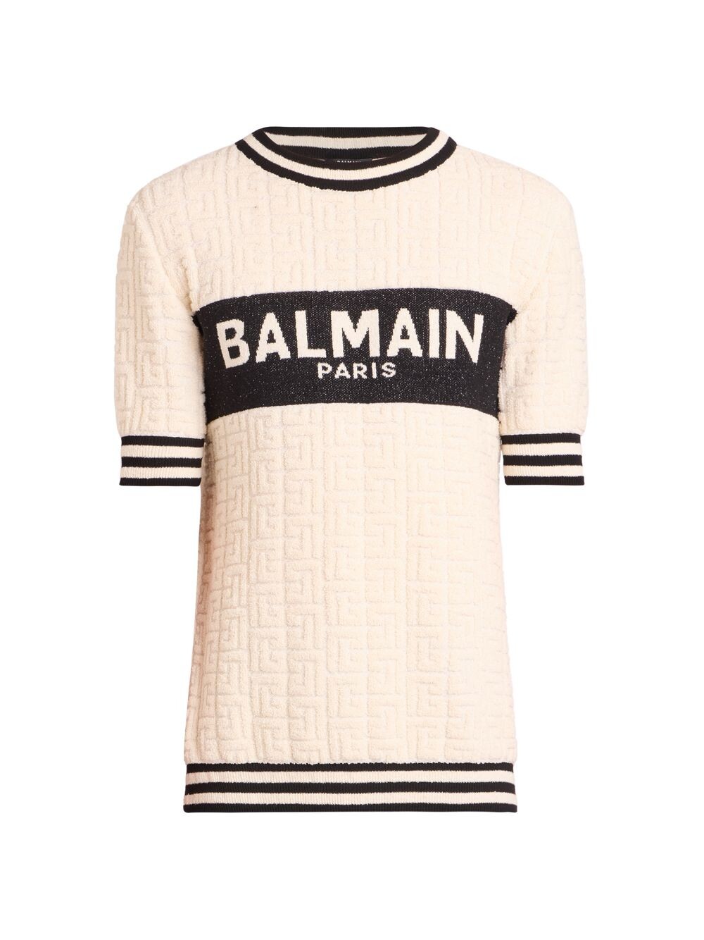 

Футболка из смеси хлопка и шерсти с логотипом Balmain, Белый