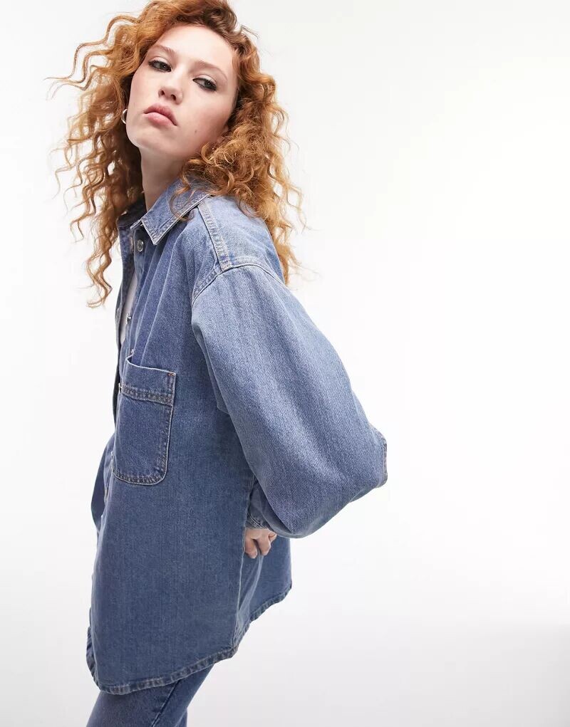 

Голубая куртка-рубашка Topshop, Серый