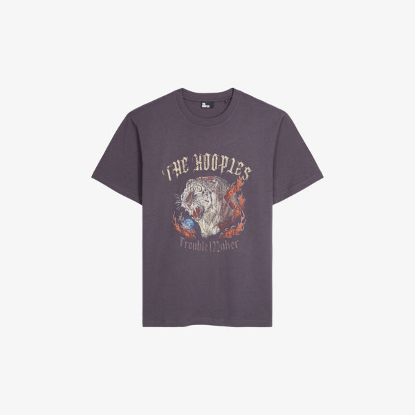 Хлопковая футболка с графическим принтом и короткими рукавами The Kooples, цвет carbone