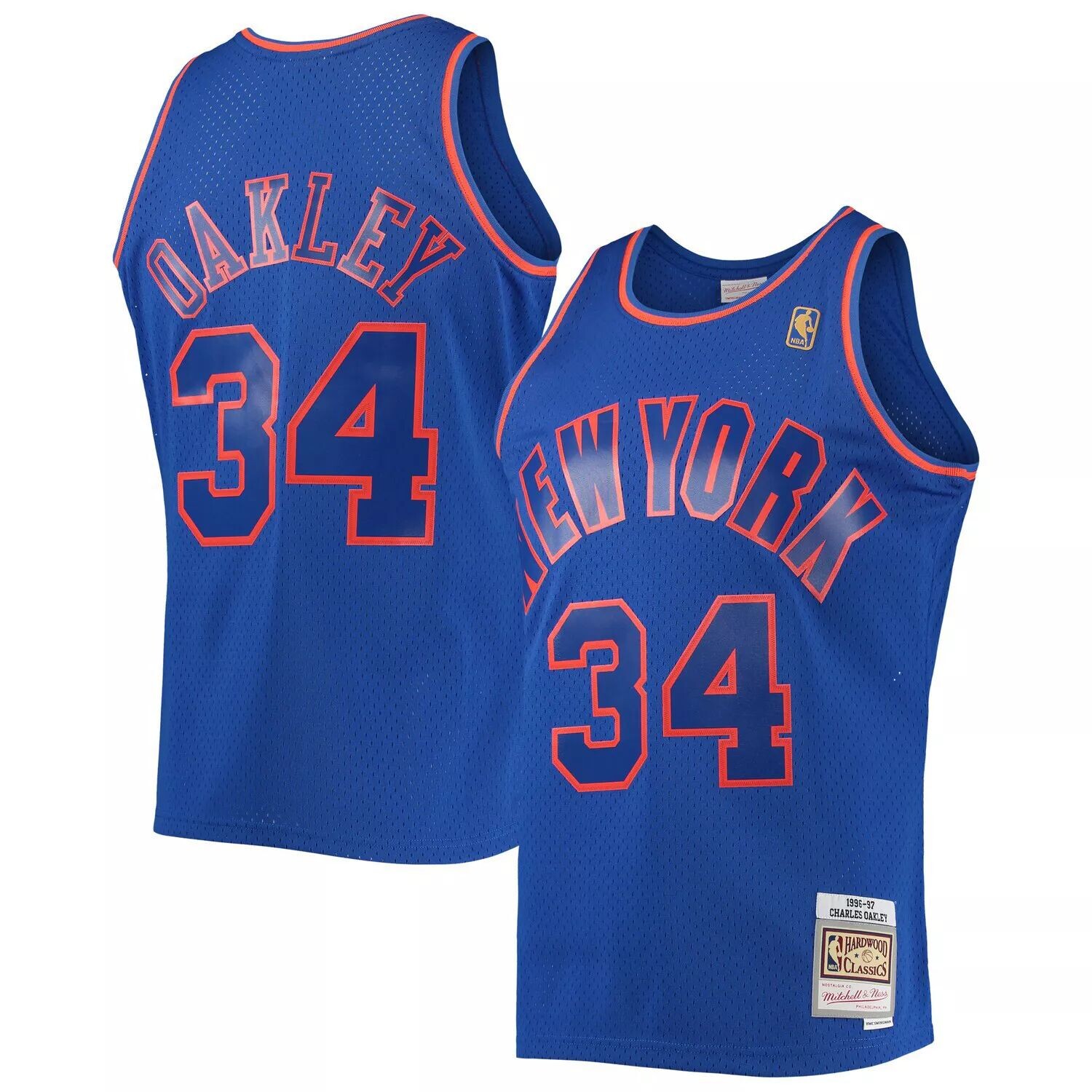 

Мужская синяя майка Mitchell & Ness Charles Oakley New York Knicks 1996-97 Hardwood Classics Swingman