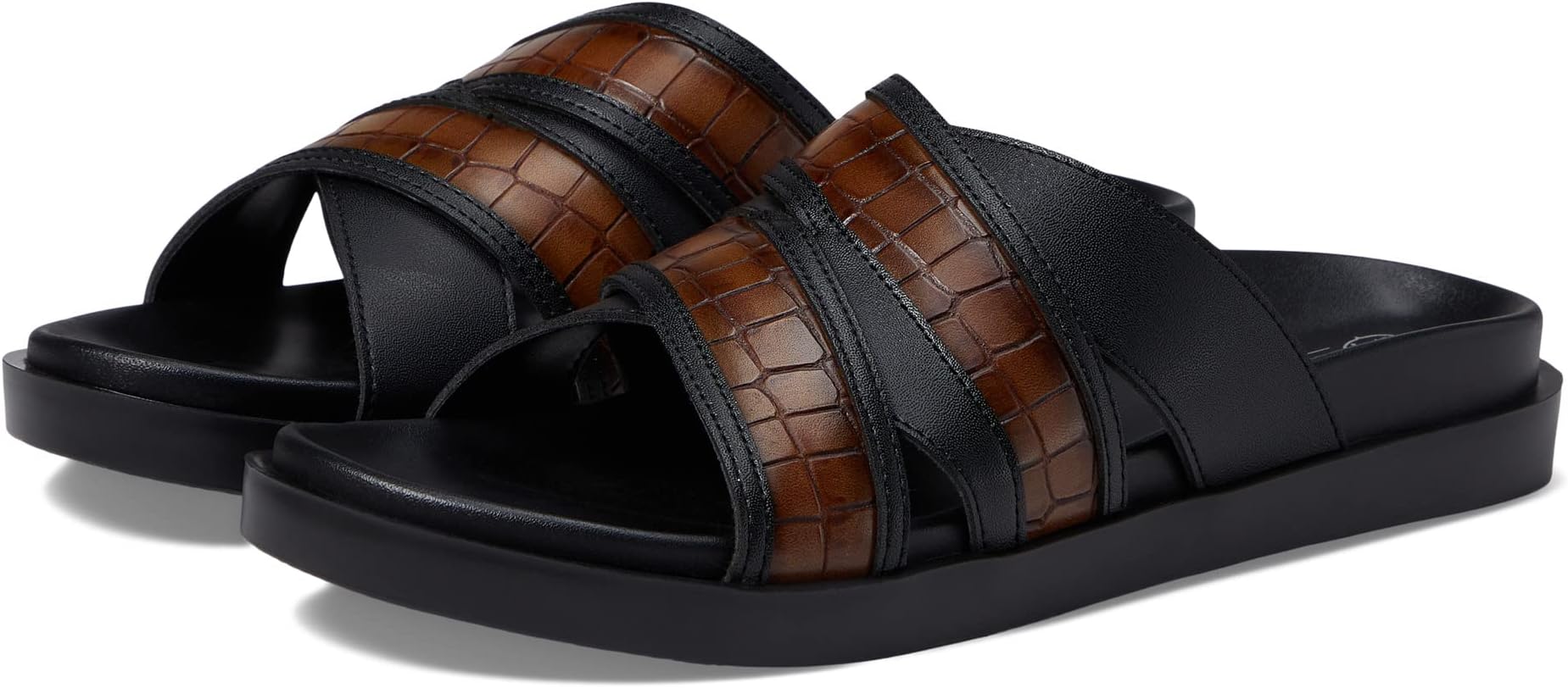 

Сандалии на плоской подошве Mondo Cross Strap Slide Sandal Stacy Adams, цвет Black/Cognac