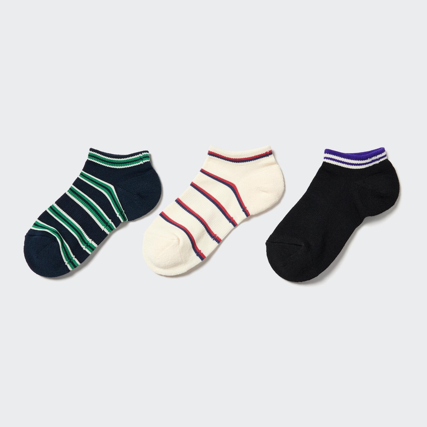 

Детские короткие носки в полоску (три пары) Uniqlo, темно-синий