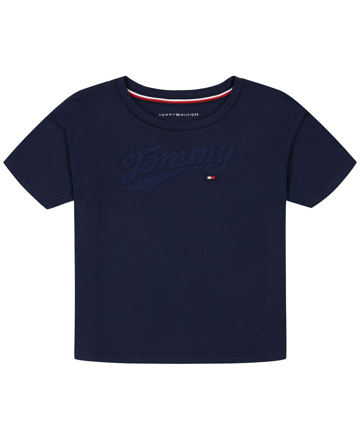 

Свободная футболка с вышитым логотипом для маленьких девочек Tommy Hilfiger
