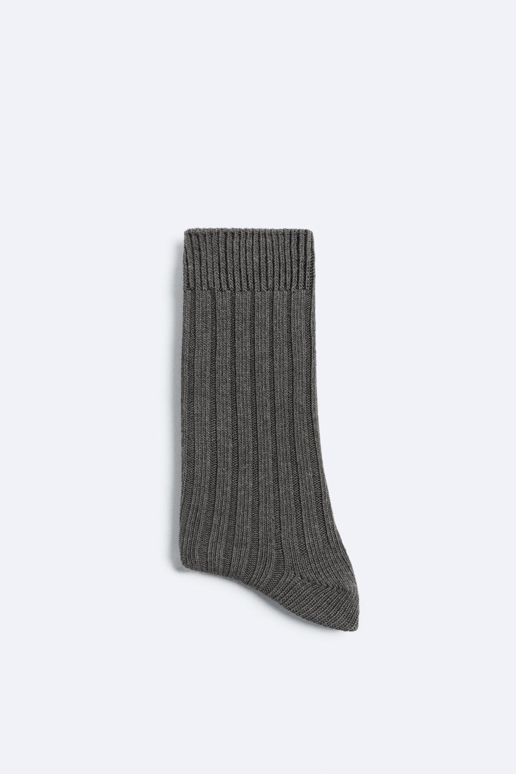 Носки в ребрику ZARA, коричневый носки в ребрику zara серый