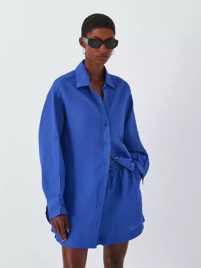 

Пляжная рубашка John Lewis Linen Blend, синий