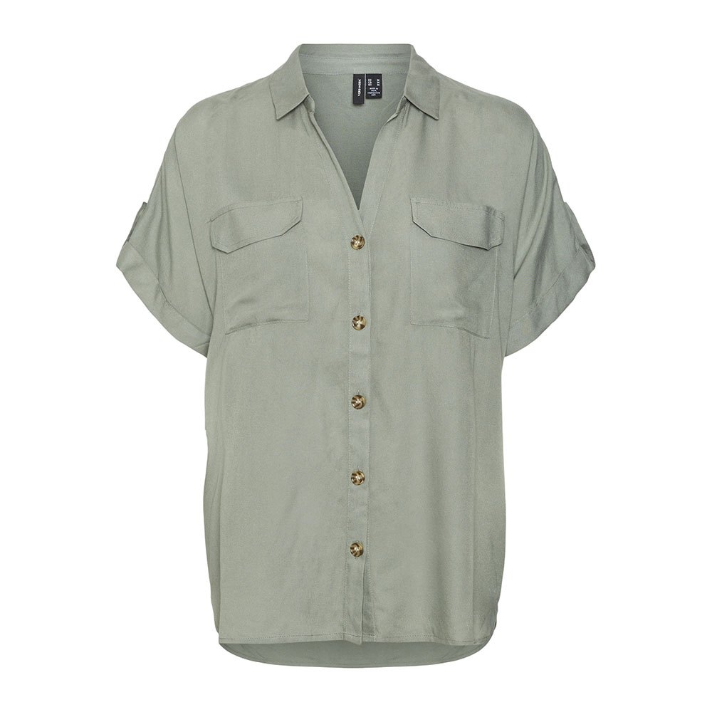 Рубашка с коротким рукавом Vero Moda Curve Bumpy, зеленый блузка vero moda curve bumpy темно серый