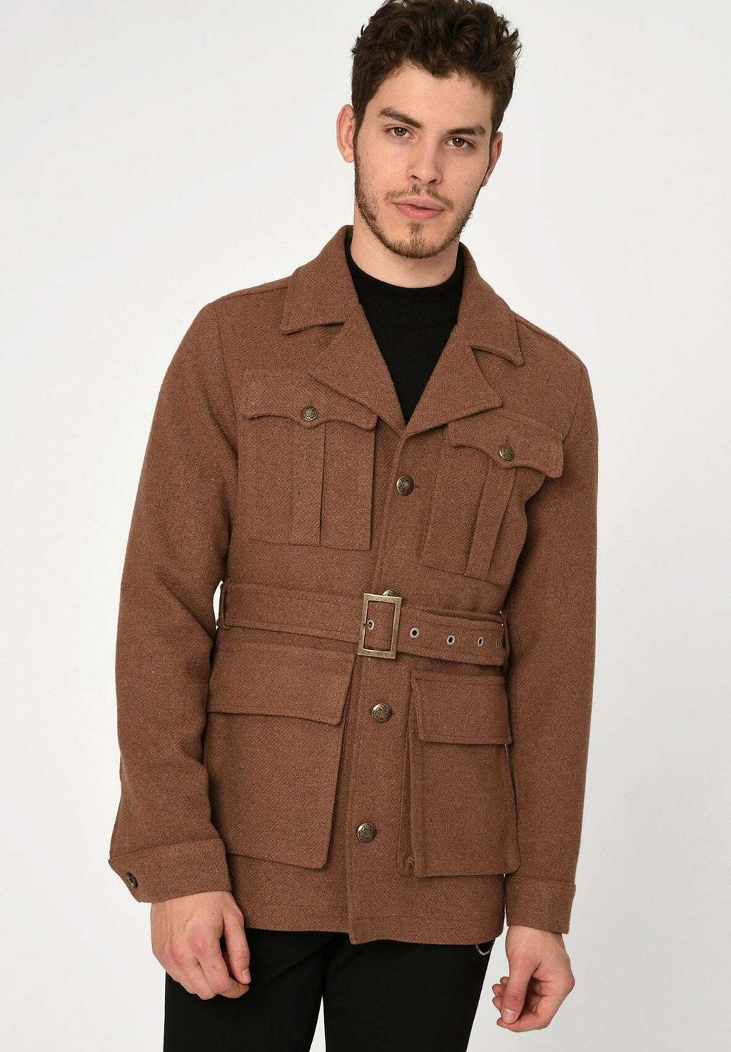 Легкая куртка LAPEL COLLAR DETAILED Antioch, цвет brown hanezza plus size collar tape detailed bluz