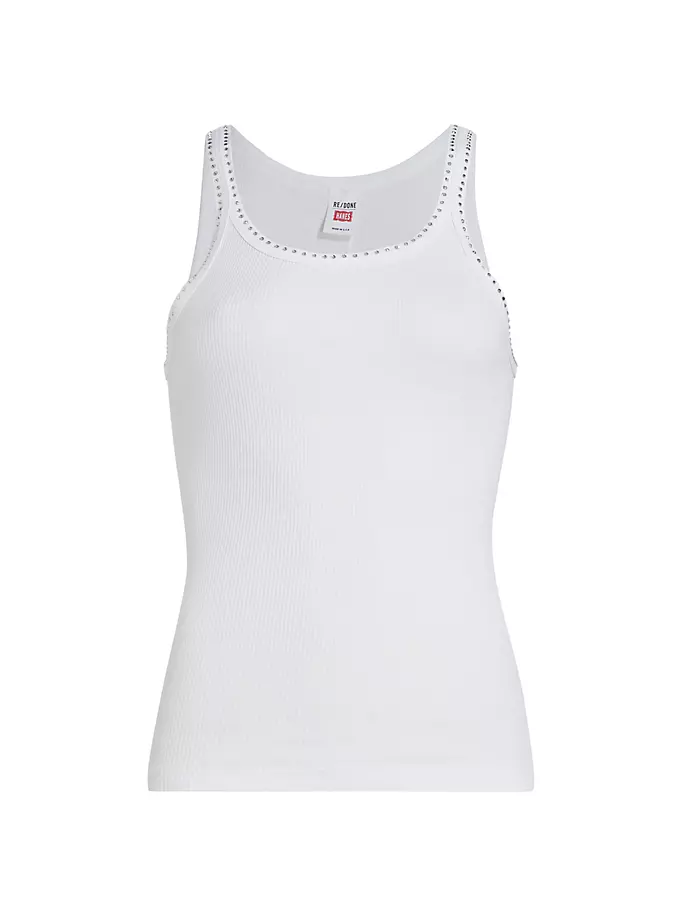 

Майка в рубчик, украшенная кристаллами Re/Done, белый