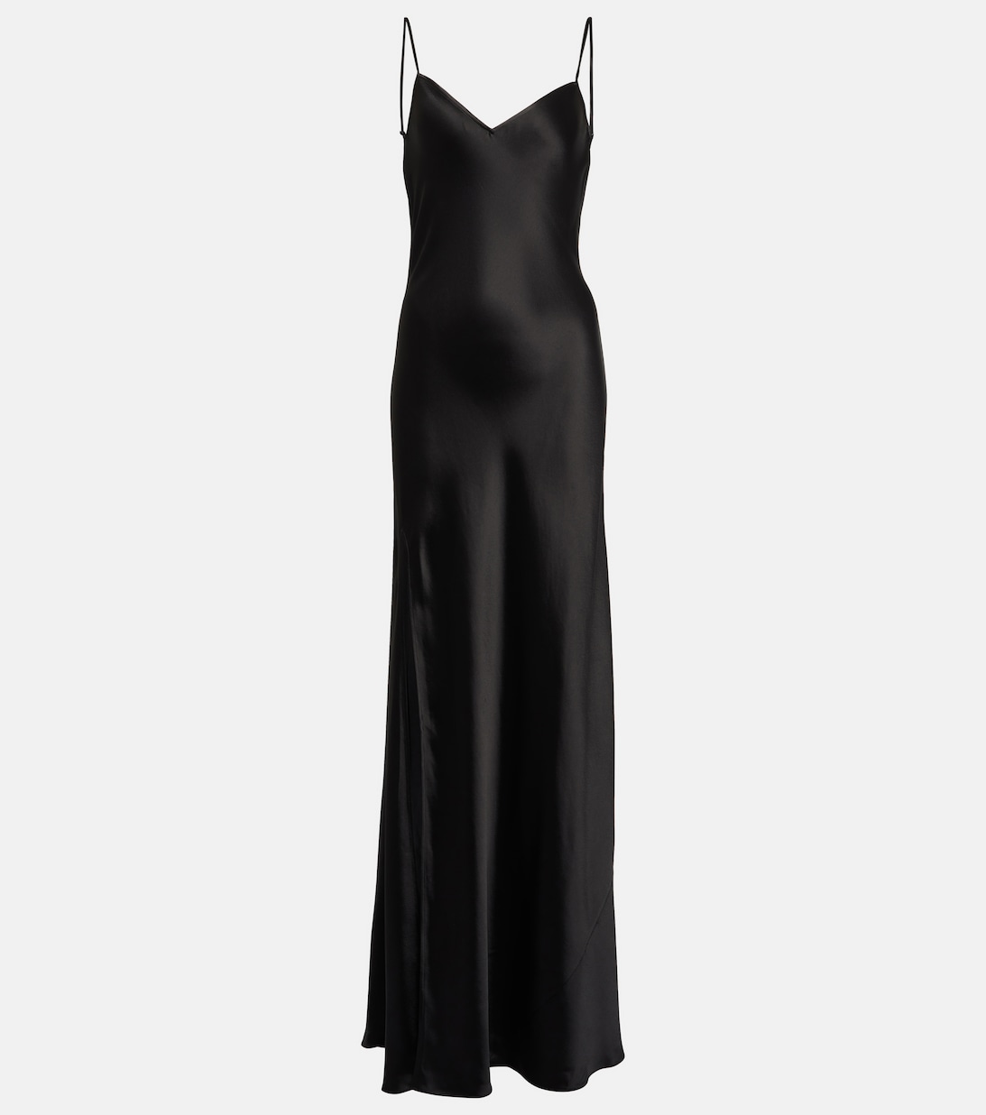 цена Атласное платье-комбинация макси STAUD, черный