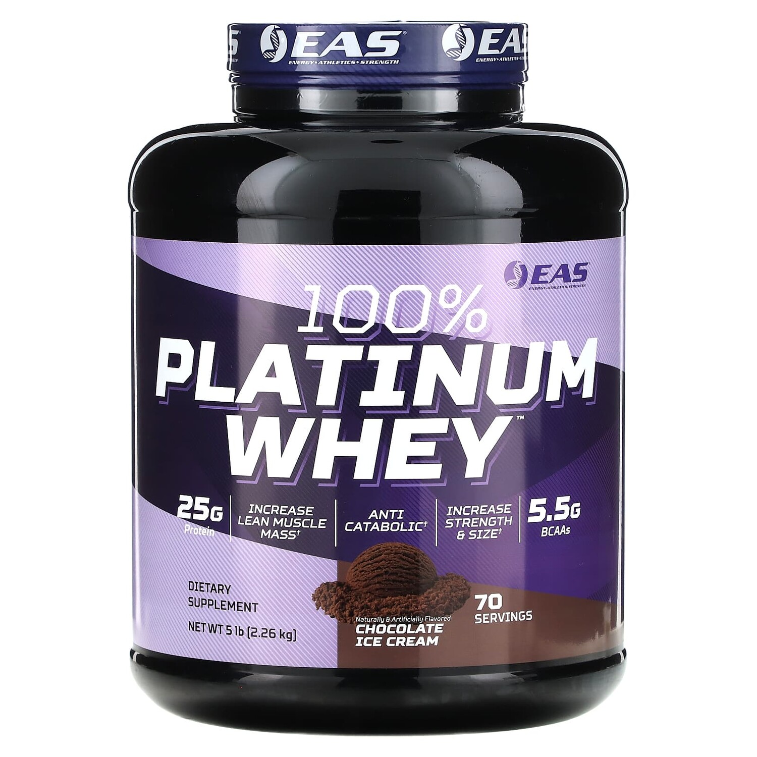 

100% Platinum Whey, шоколадное мороженое, 2,26 кг (5 фунтов), EAS
