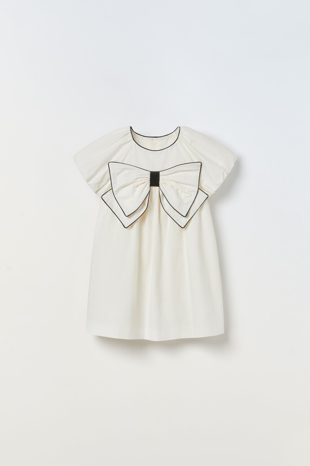 

Платье с бантом с декоративной вышивкой Zara, экрю