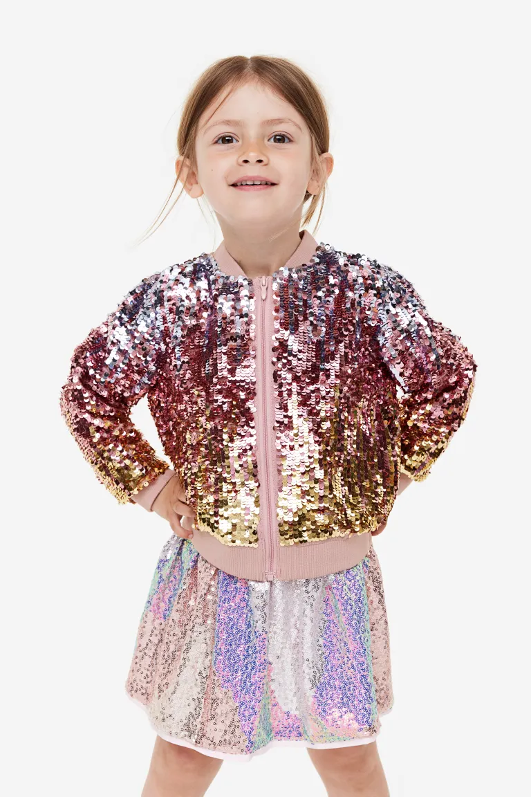 

Бомбер с пайетками H&M, розовый