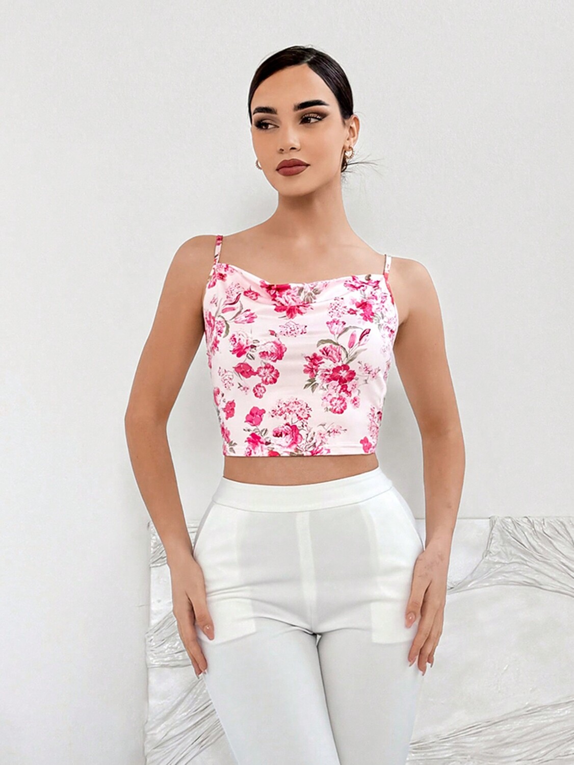 

SHEIN Aloruh Женская майка с цветочным принтом, розовый