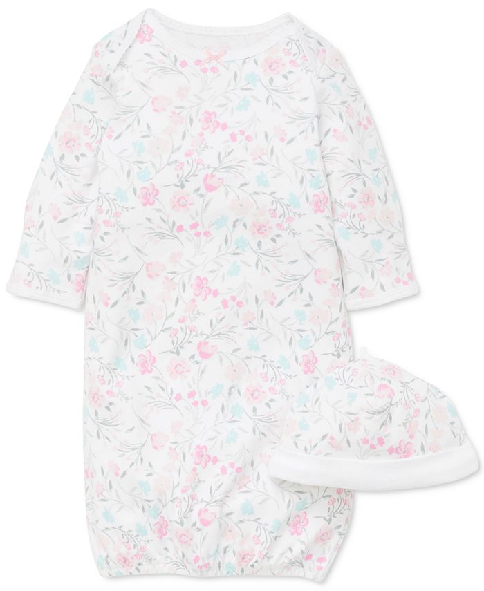 Хлопковая шапка и платье с цветочным принтом для маленьких девочек, комплект из 2 предметов Little Me, розовый платье me