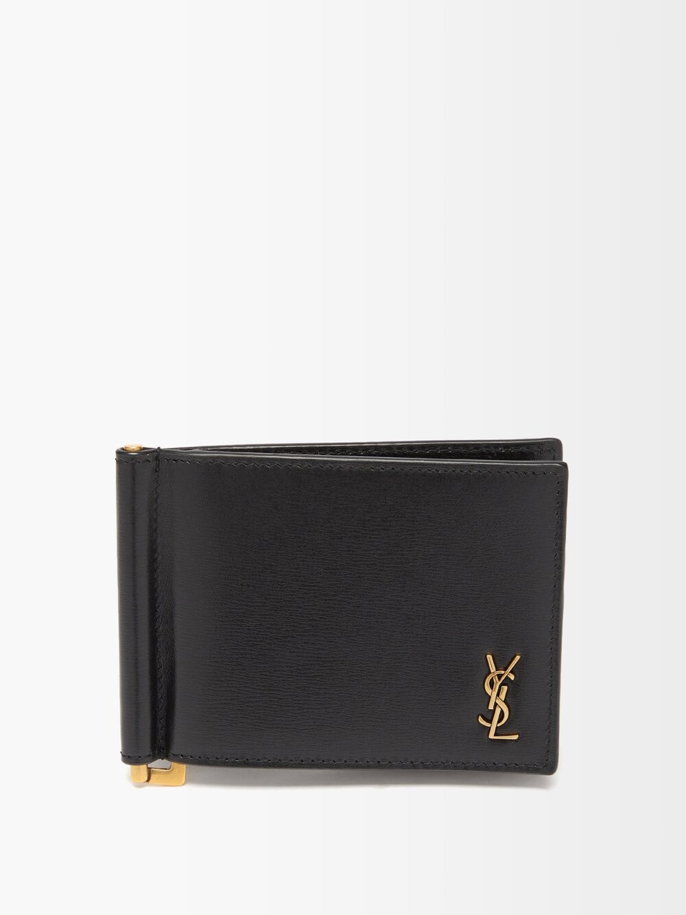 

Кожаный картхолдер с монограммой ysl Saint Laurent, черный