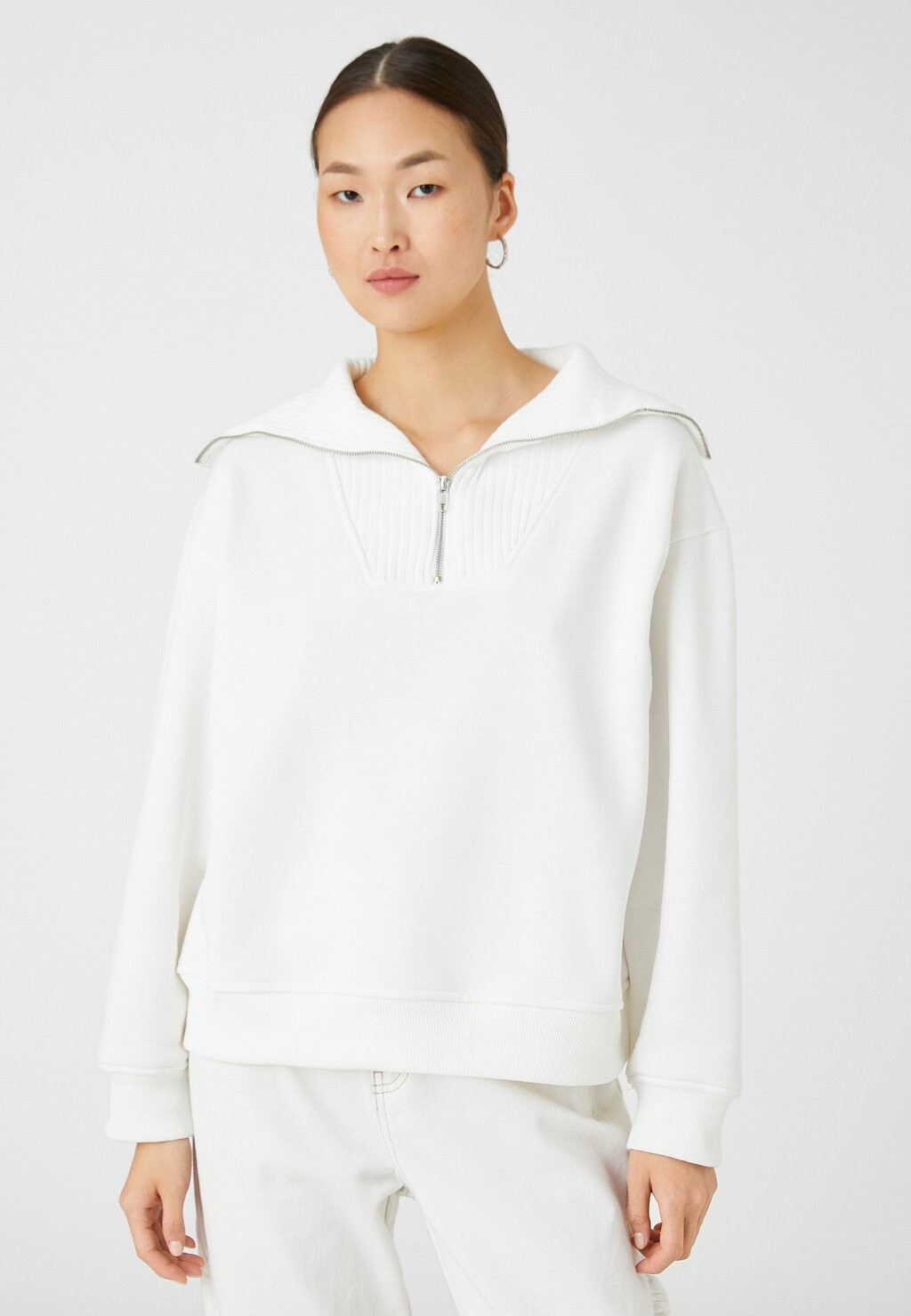 

Толстовка Half Zipper Neck Koton, цвет off white