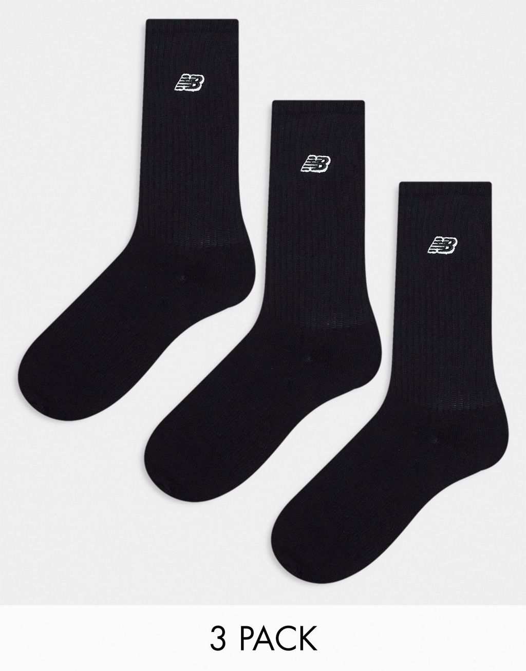 цена Набор из 3 черных носков с вышитым логотипом New Balance