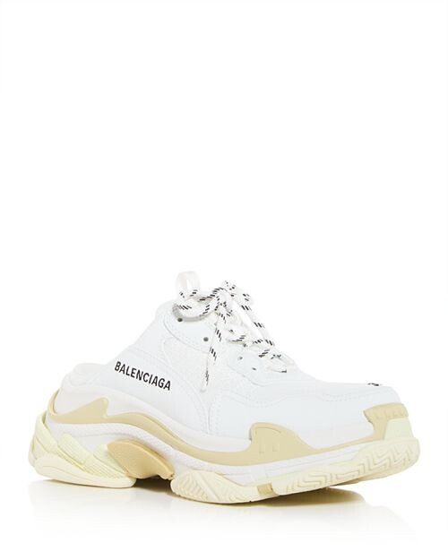 

Женские кроссовки-мюли Triple S Balenciaga, цвет White, Белый
