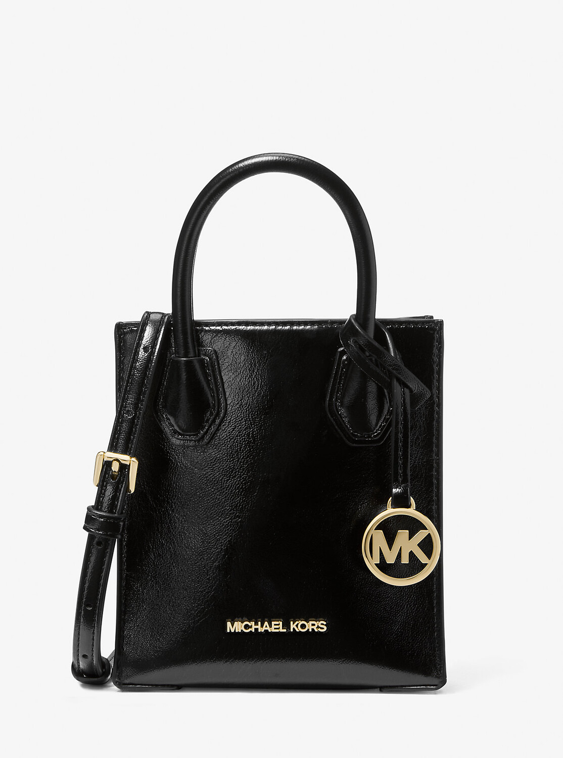 

Очень маленькая лакированная сумка через плечо Mercer Michael Kors, черный