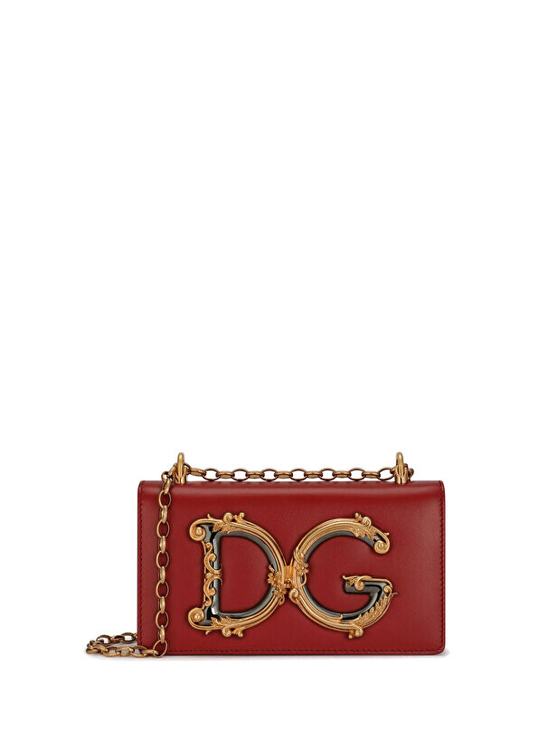 

Красная женская кожаная сумка через плечо dg girls Dolce&Gabbana