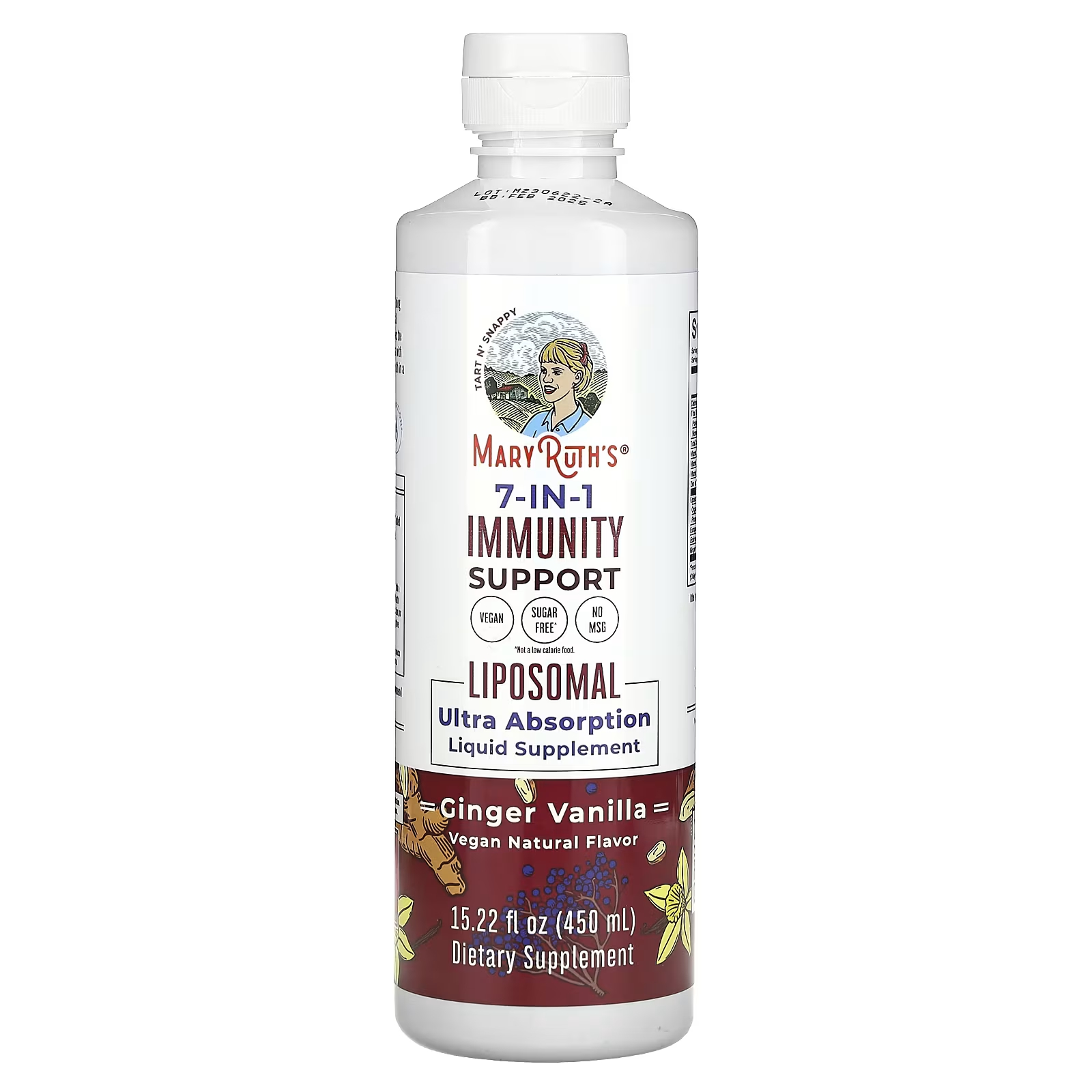 добавка жидкая вкусоароматная фидер 0 7л Средства MaryRuth's для поддержки иммунитета с имбирем и ванилью, 450 мл