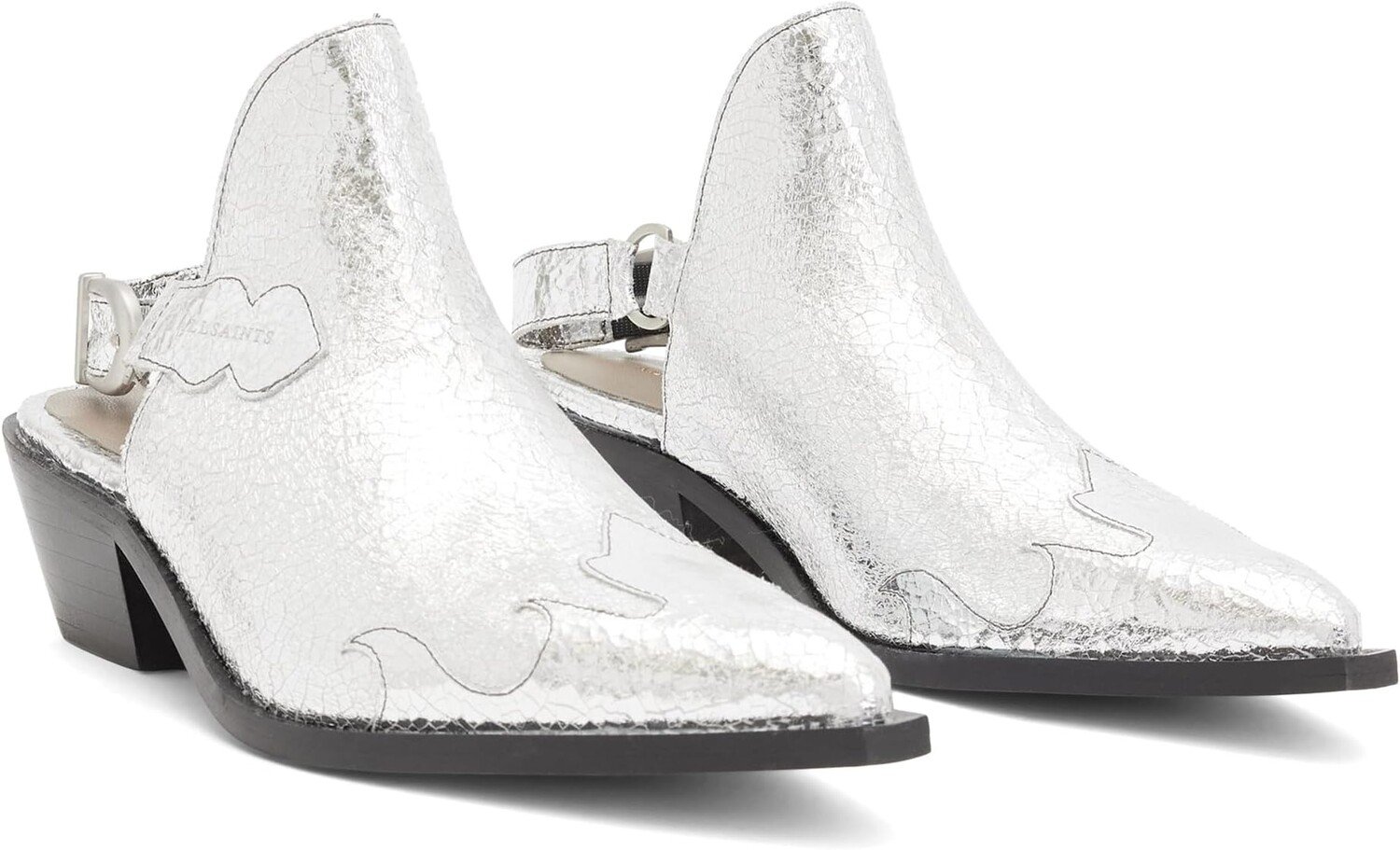 

Туфли AllSaints Desi Mule, цвет Metallic Silver