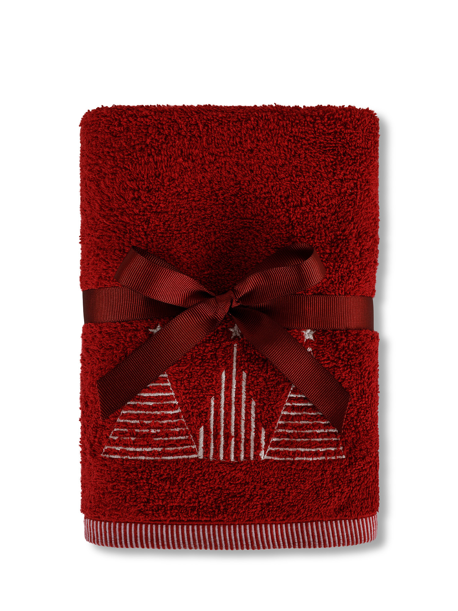 Комплект из 2-х полотенец с вышивкой «Ёлка»., красный