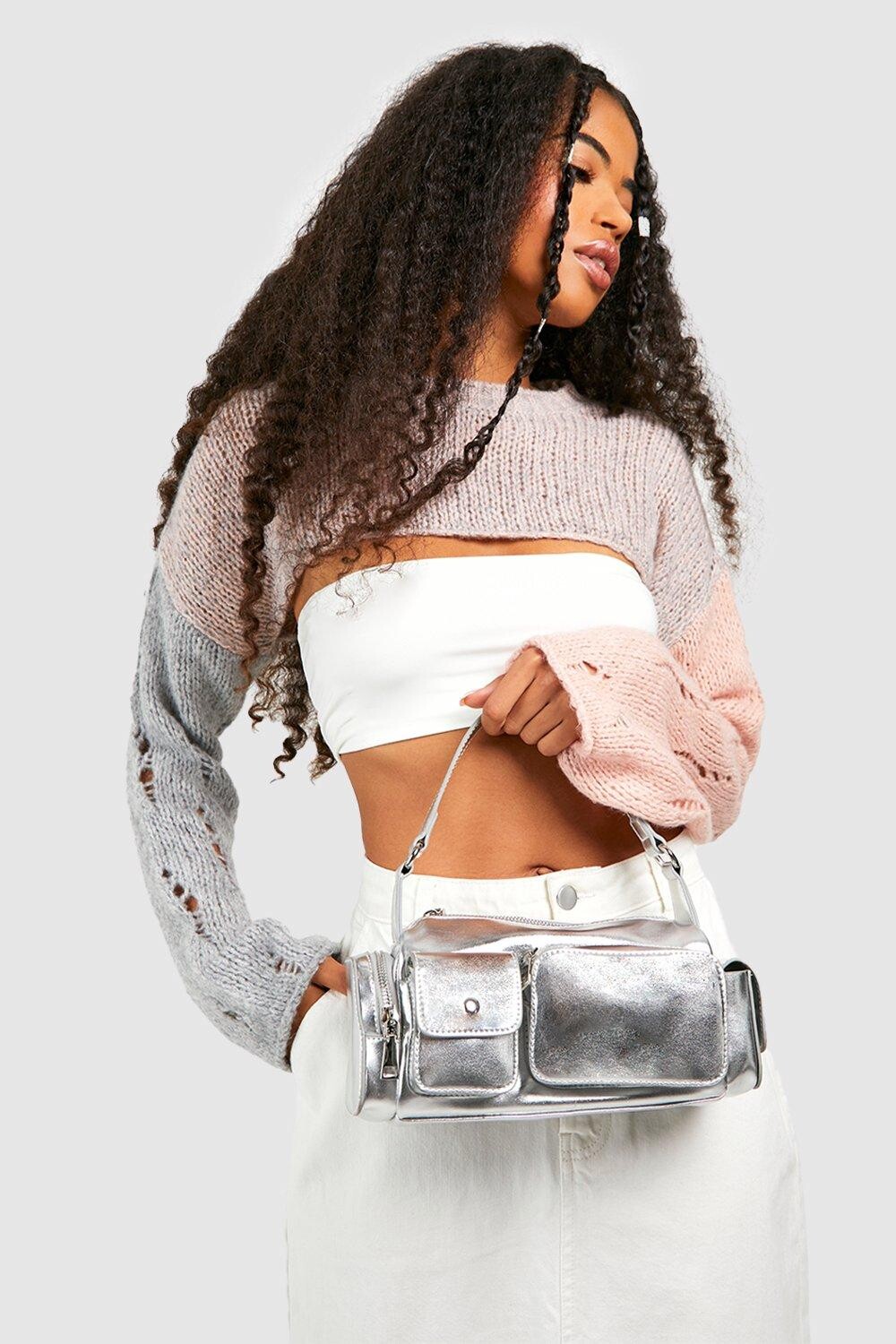 

Сумка на плече с несколькими карманами Boohoo, серебряный