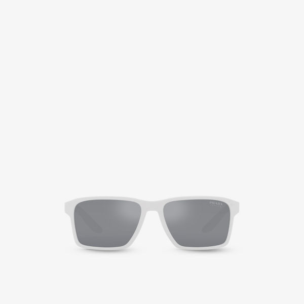 Солнцезащитные очки ps 05ys в прямоугольной оправе из ацетата ацетата Prada Linea Rossa, белый