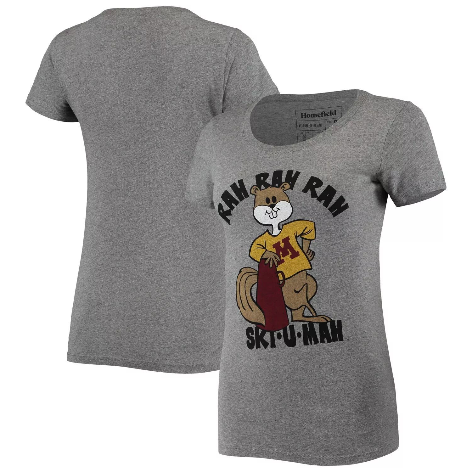 

Женская футболка Homefield Heathered Grey Minnesota Golden Gophers Vintage Ski-U-Mah Tri-Blend