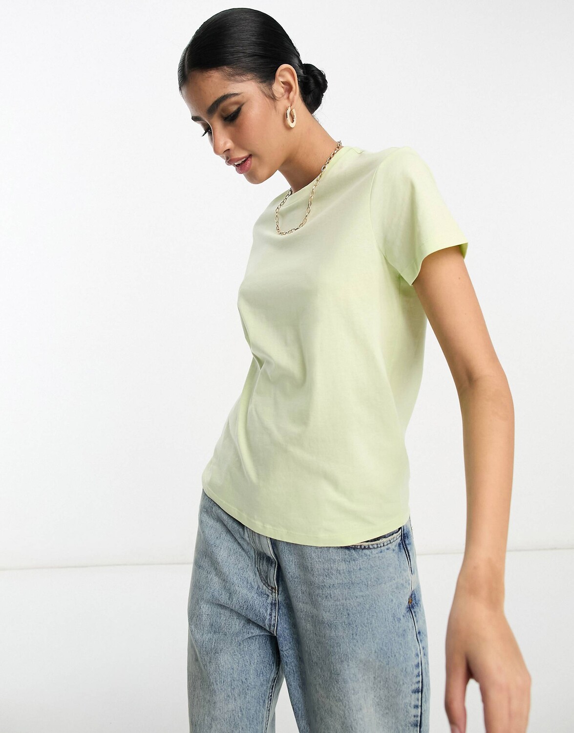 

Футболка ASOS DESIGN Ultimate с круглым вырезом из смесового хлопка салатового цвета, Зеленый