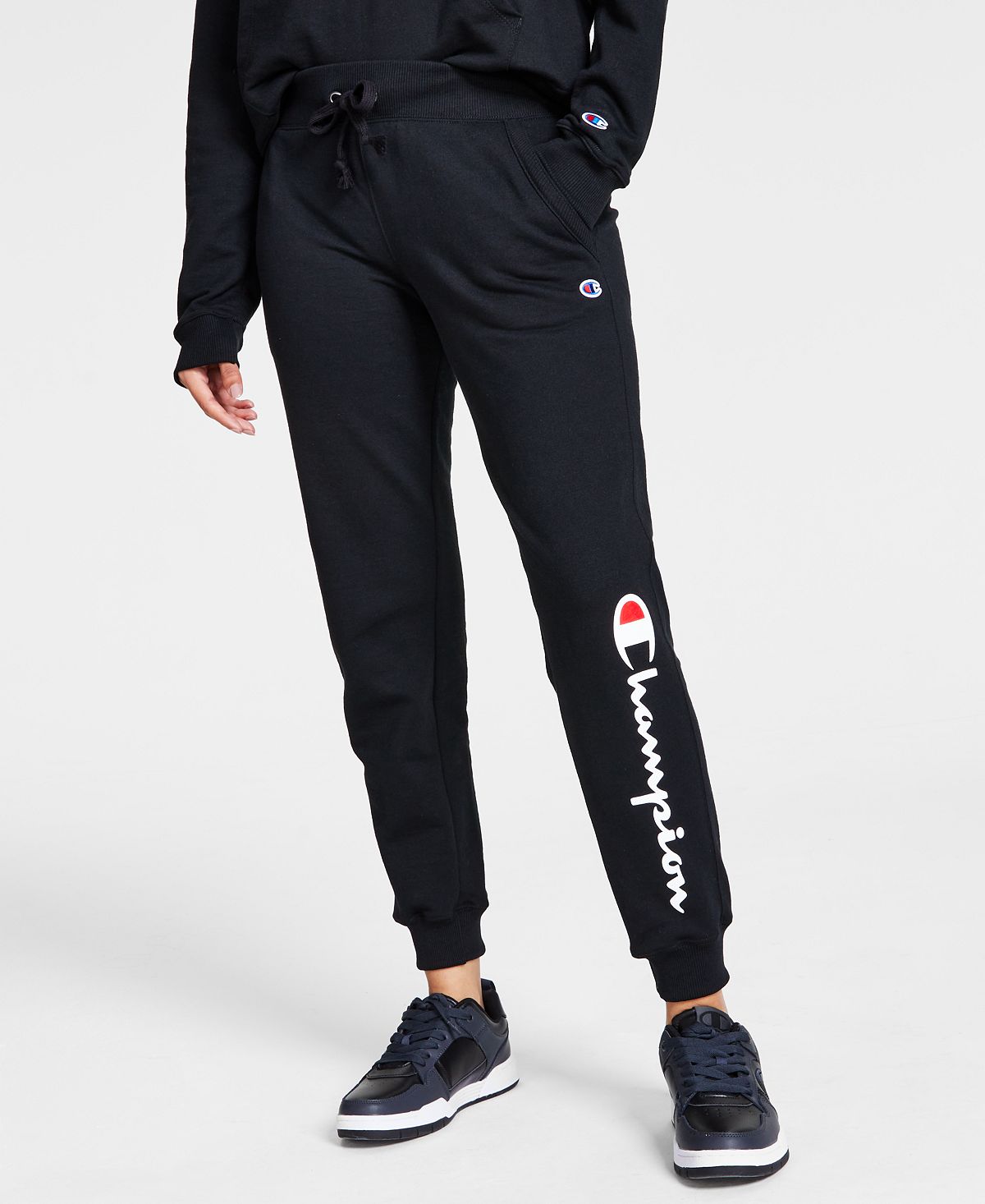 

Женские спортивные штаны из флиса для бега с логотипом на шнурке Champion, черный