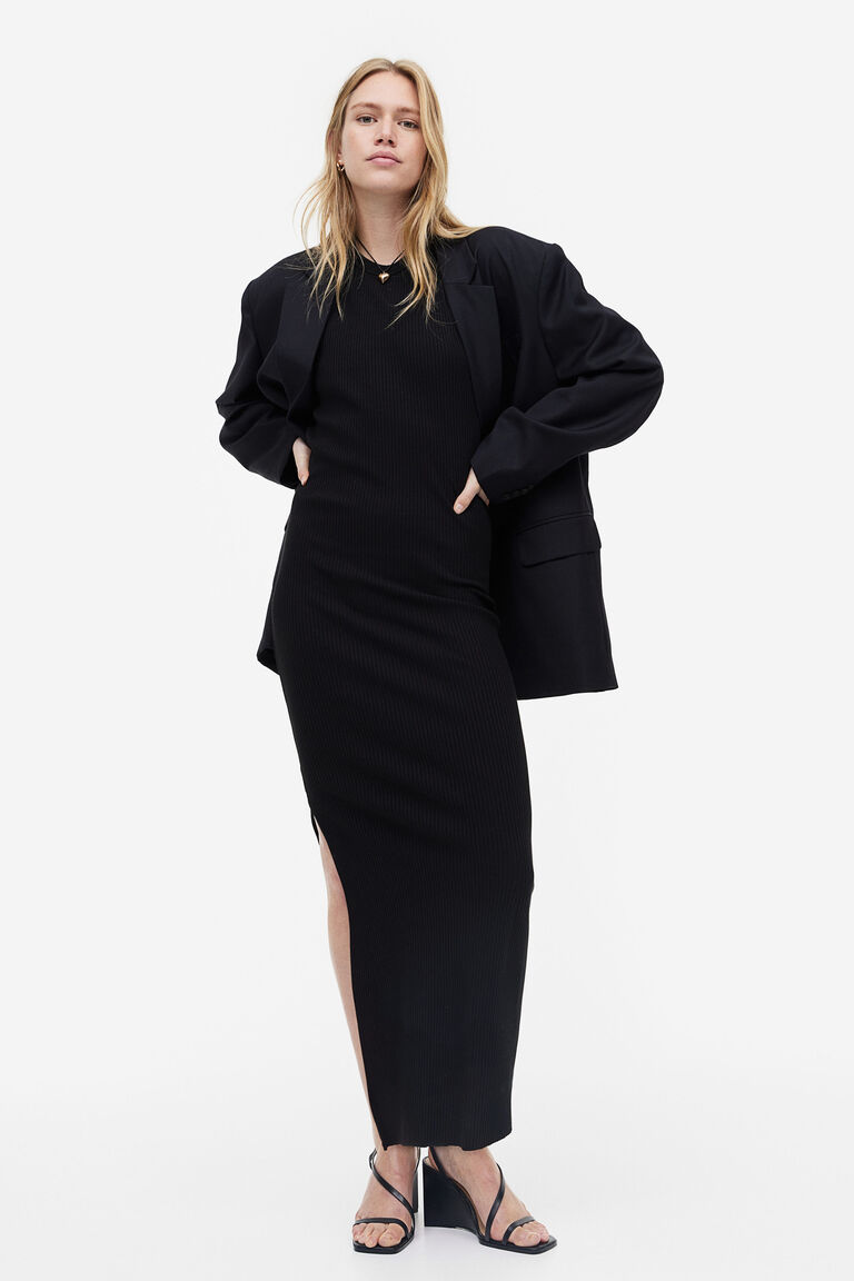 Платье из джерси в рубчик H&M, черный