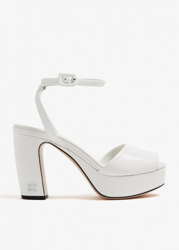 

Сандалии Miu Miu Patent Leather Platform, белый
