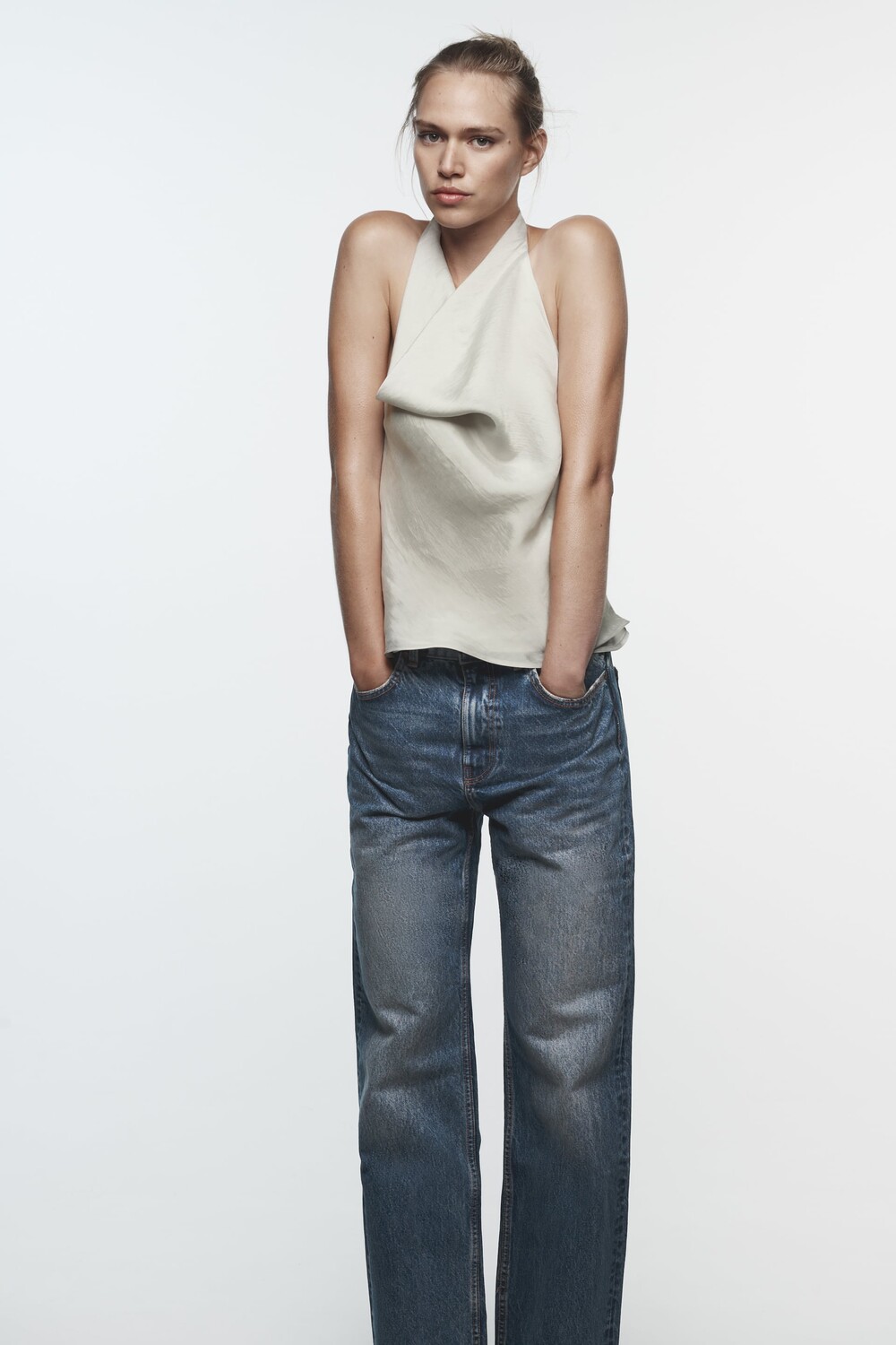 

Топ из органической ткани Zara, серый