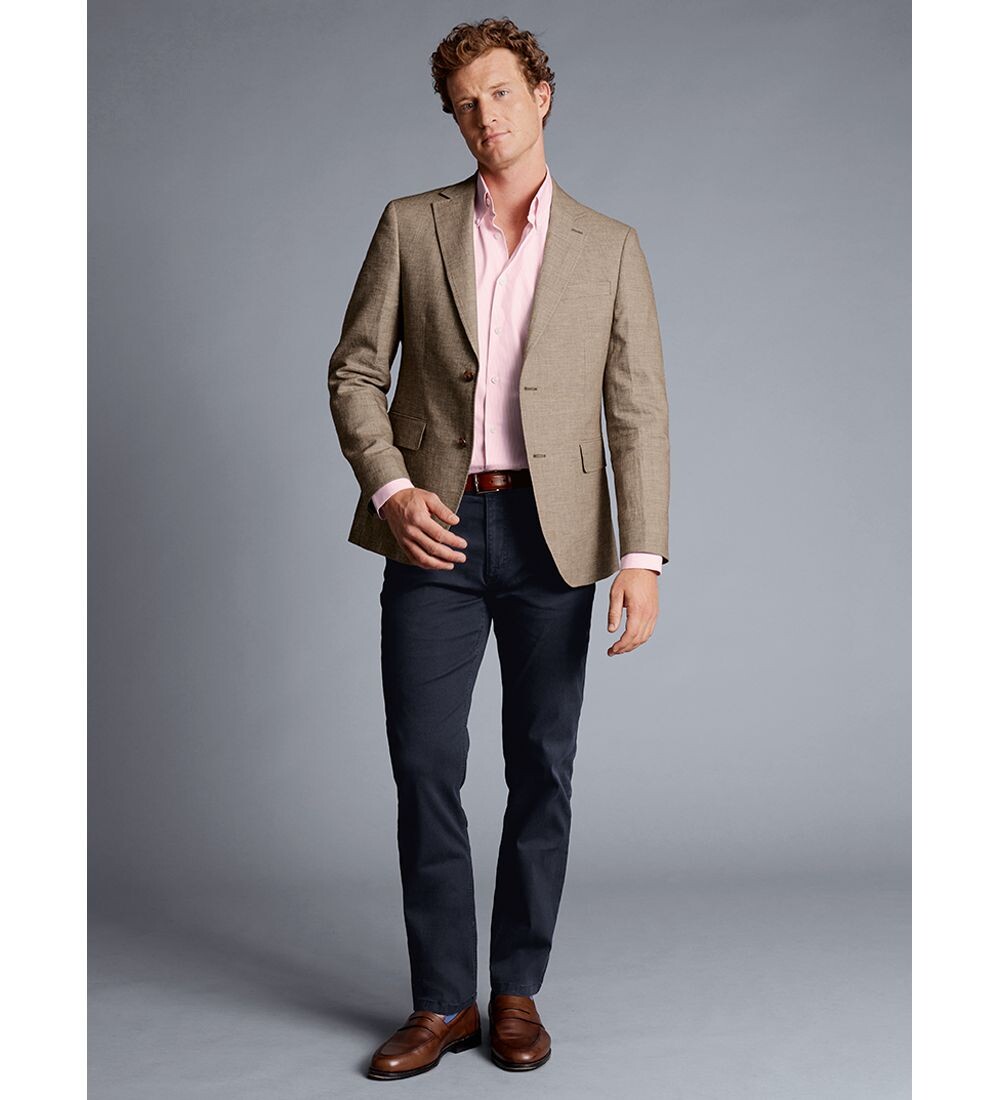 

Льняная куртка из хлопковой смеси Charles Tyrwhitt Classic Fit, темно-серый