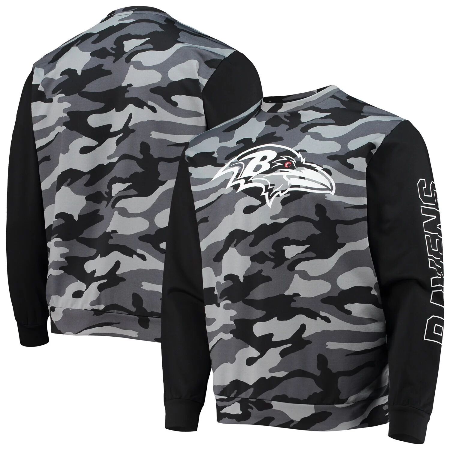 

Мужская черная футболка с камуфляжным принтом FOCO Baltimore Ravens с длинным рукавом, Черный
