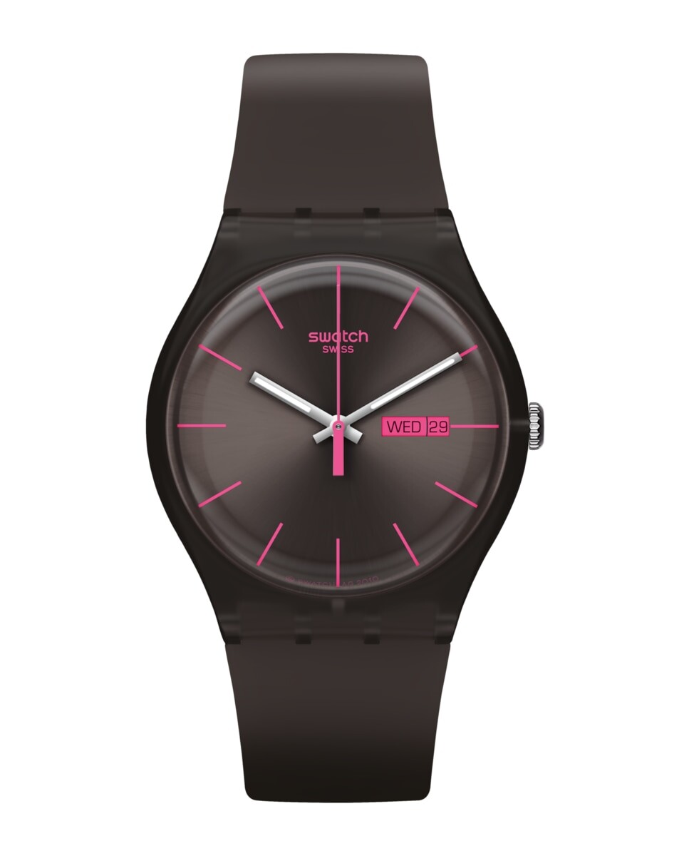 

Коричневые часы Rebel с коричневым силиконовым ремешком Swatch, коричневый