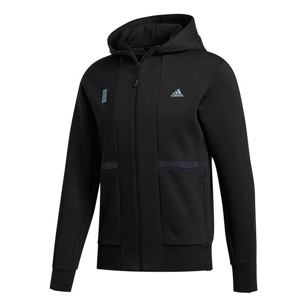 Куртка adidas Wj Htt Solid Color hooded Zipper Woven Jacket Black, черный