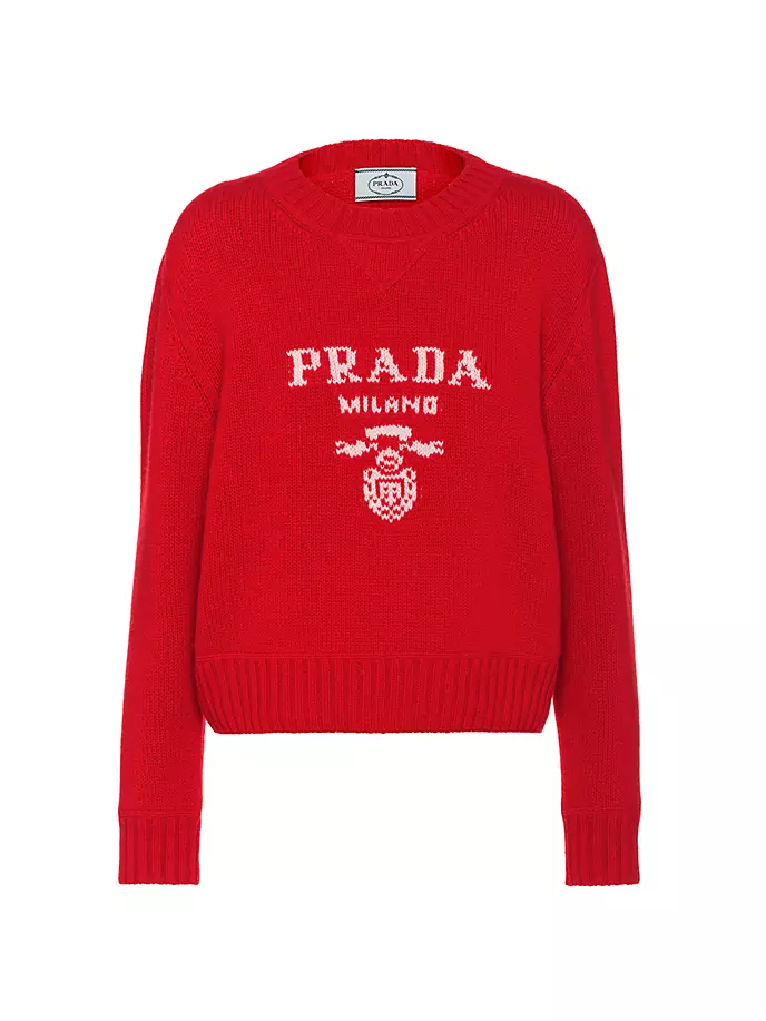 

Свитер с круглым вырезом из шерсти и кашемира Prada, красный