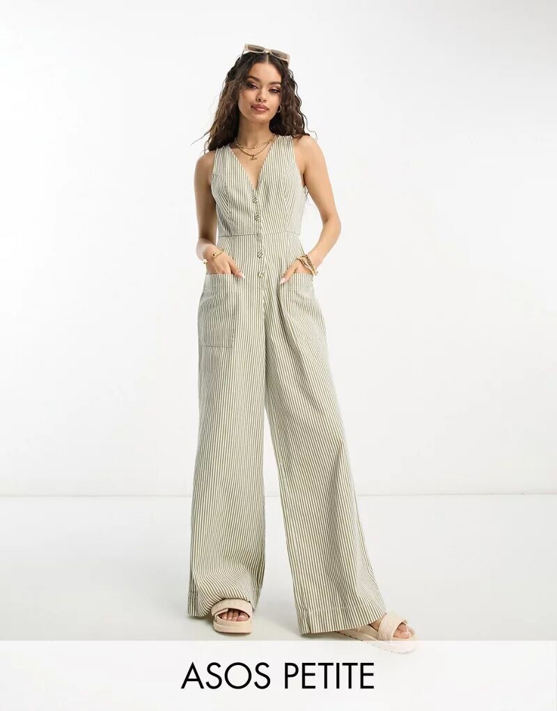 

Полосатый комбинезон на пуговицах ASOS DESIGN Petite