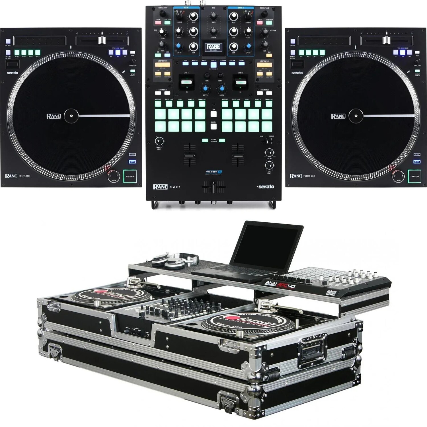 

Комплект 2-канального DJ-микшера Rane Seventy и контроллера проигрывателя Dual Twelve MKII в футляре-гробу