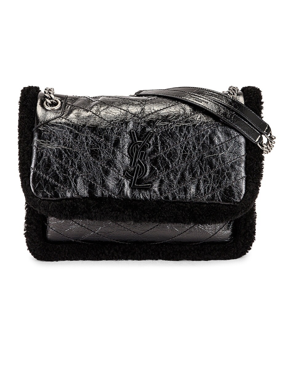 

Сумка Saint Laurent Medium Niki Shearling Chain, цвет Nero & Nero