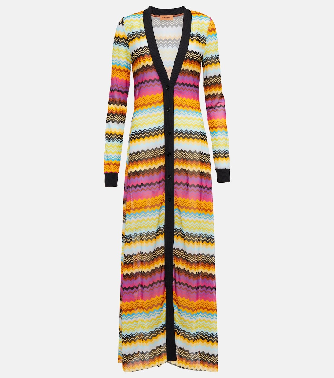 

Платье макси с глубоким V-образным вырезом и принтом Missoni, разноцветный