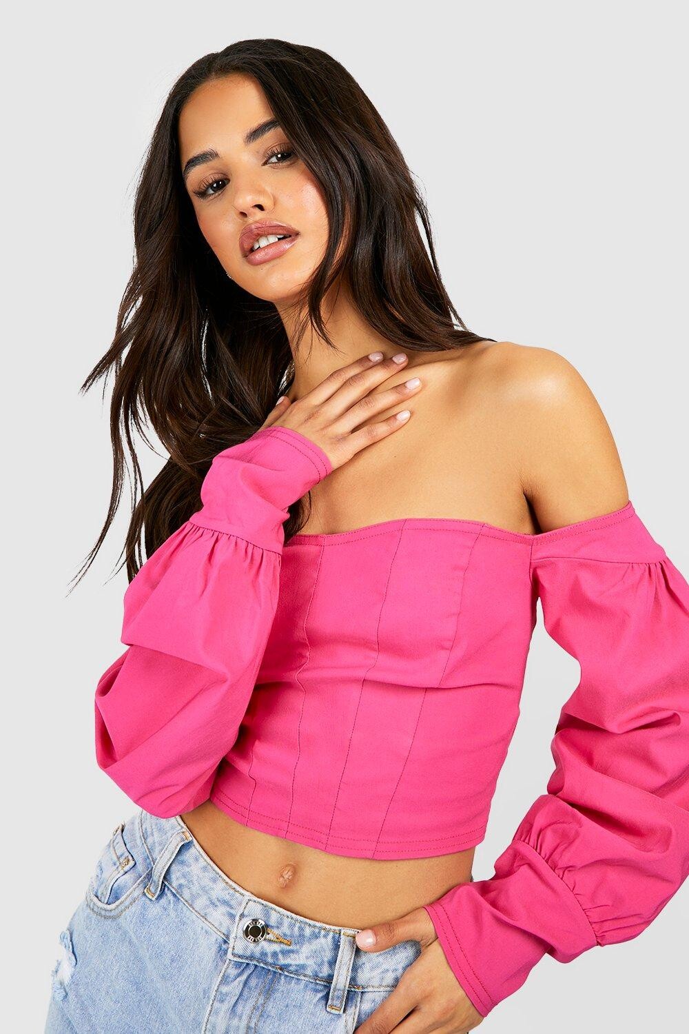 

Бенгалийский корсетный топ с открытыми плечами Boohoo, розовый