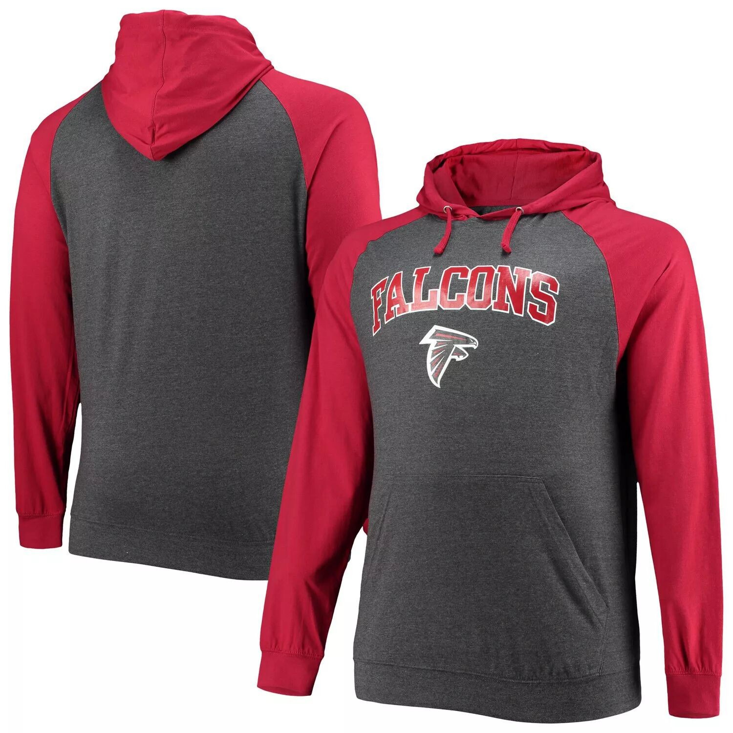 

Мужская фирменная красная/темно-угольная толстовка с капюшоном Atlanta Falcons Big & Tall Lightweight пуловер реглан Fanatics, Красный