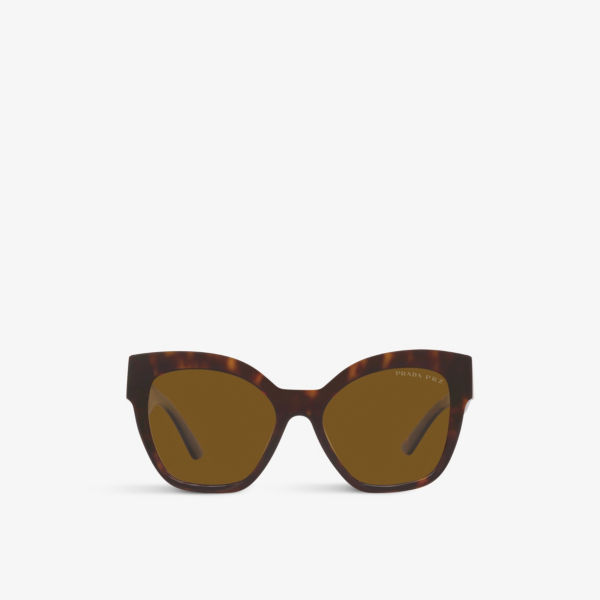 Солнцезащитные очки pr 17zs в квадратной оправе из ацетата ацетата Prada, коричневый