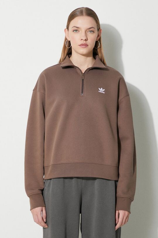 Толстовка Essentials на молнии до половины adidas Originals, коричневый