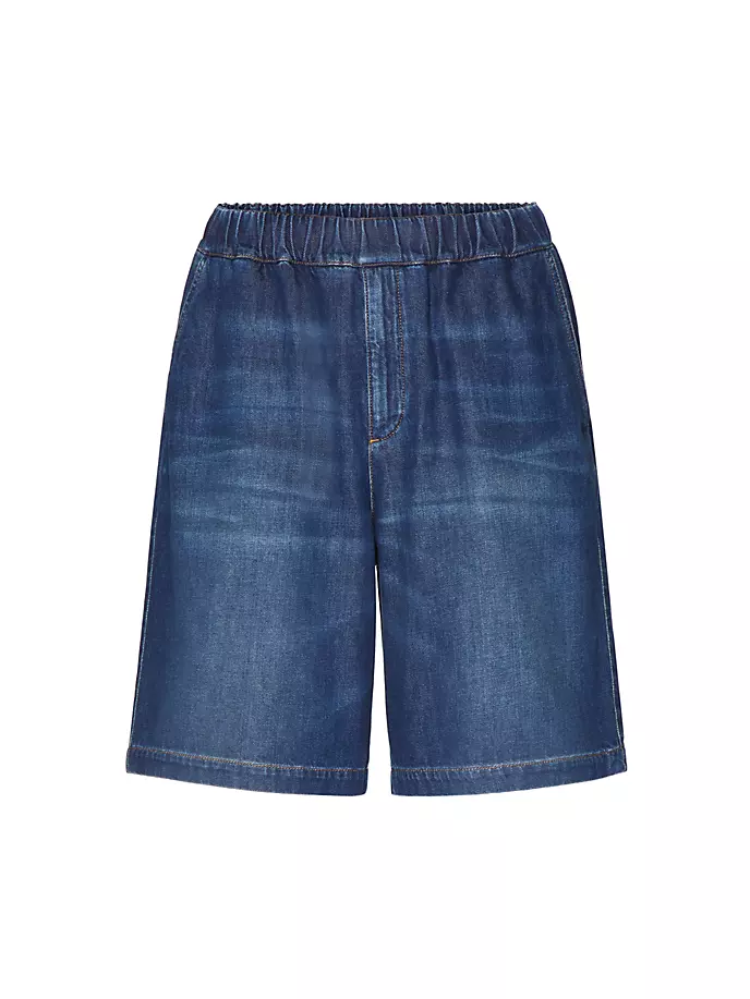 

Джинсовые шорты-бермуды из шамбре Valentino Garavani, цвет denim